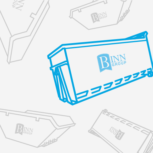 Home page skip services banner showing a smooth sided ro ro container with Binn Group logo